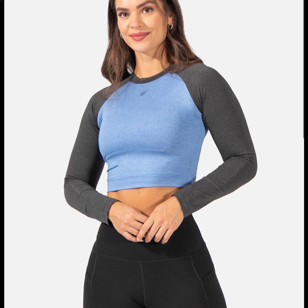 Pink JED NORTH rhythm fitted long sleeve crop top